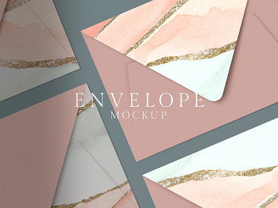 Pink Invitation Card Envelope Mockups