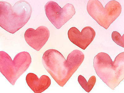 Red hearts cute heart shape hearts iloveyou love pink red wallpaper watercolor watercolors