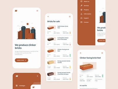 Brick Manufacturer app brick brown building construction engineer house interface ui ux web