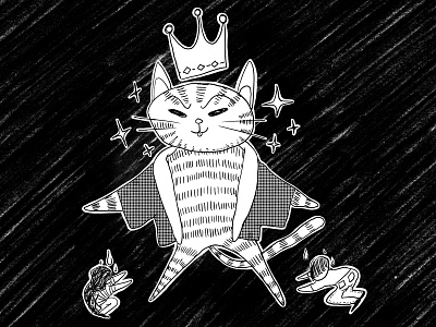 King Kiro bw cat draw graphic design illustration king kiro the cat procreate sketch