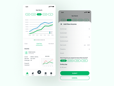 Financial Planning App Design app design financial app financial planning app green mobile app planning app ui ux