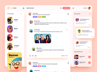 Social Network Dashboard by uixNinja on Dribbble