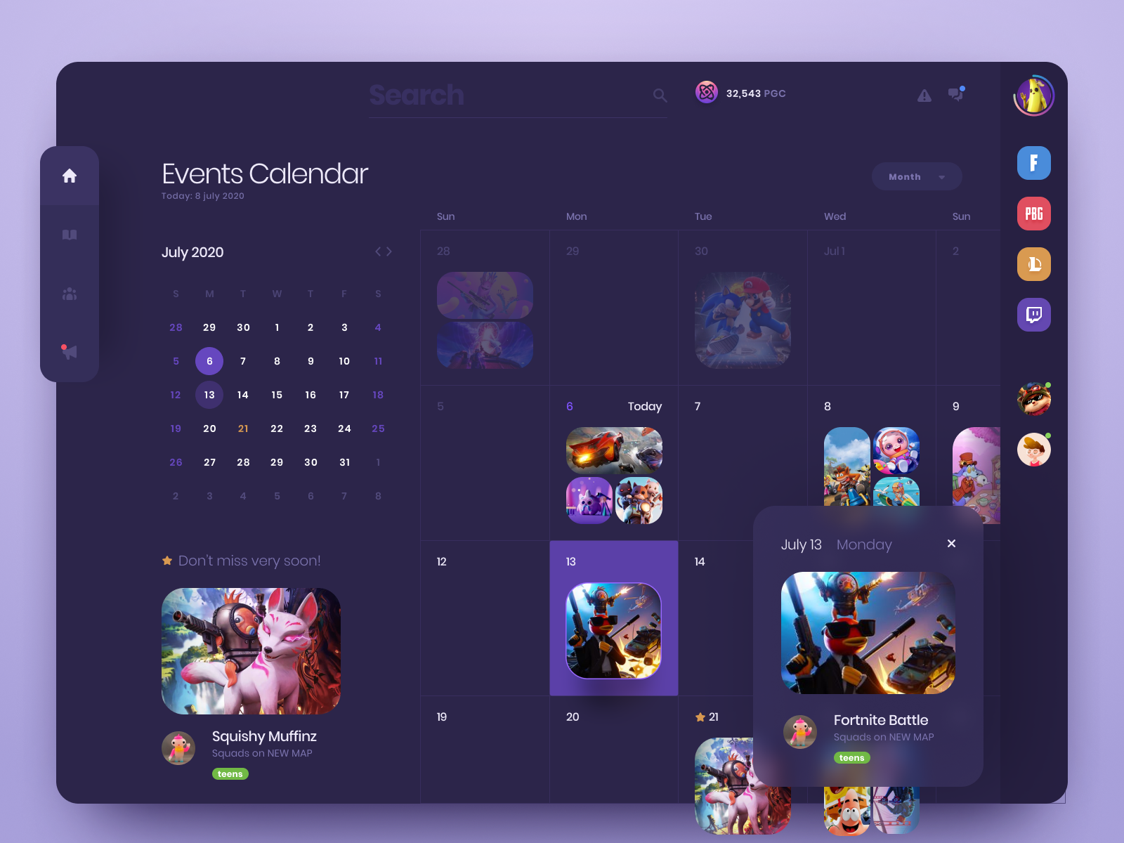 Dashboard Events Calendar App by uixNinja on Dribbble