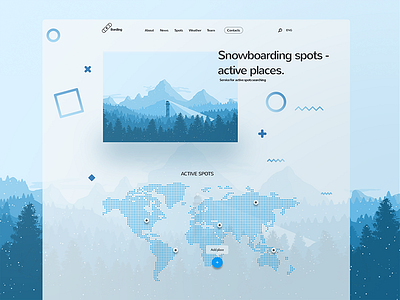 snowboarding board landing page maps material design snowboard ui user interface web design