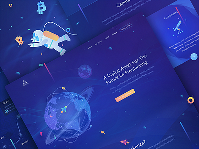 landing page coin crypto cryptocurrency design ico illustration landing page site token ui web