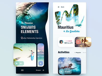 Ile Maurice app app branding application board design interface island islands mauritius mobile rest sea summer surf surfing trip ui user vacation weekend
