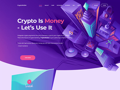 landing page animation coin crypto crypto wallet cryptocurrency design hero image illustration interface landing landing page mp4 page payment ui site token ui user user interface web