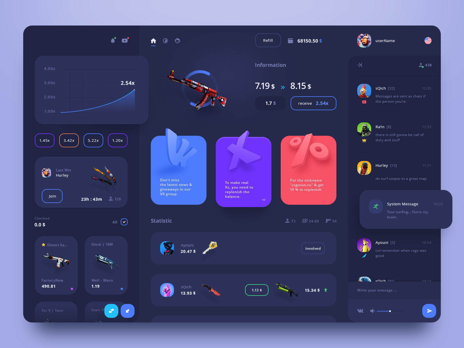 CSGO user interface dashboard by uixNinja on Dribbble