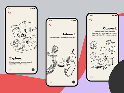 ArTogether - onboarding screens app design flat illustration minimal onboarding onboarding screen onboarding ui ui ux