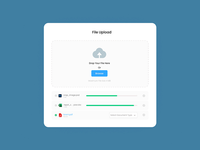 File Upload UI by eLabZen on Dribbble