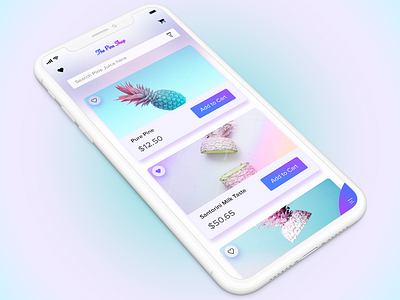Juice IoS app - with minimal info on card clean app design ecommerc intuitive iosapp uxui