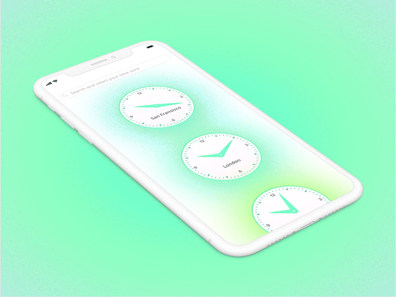 The Clock App clean app clean design clock clock app daily schedule ios iphonex timezone ui ux