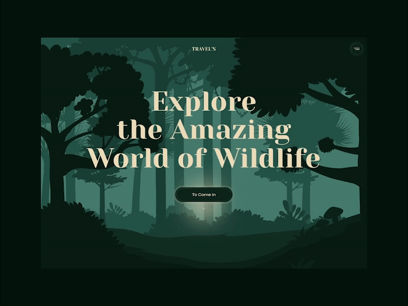 Travel's - Explore the Amazing World of Wildlife animation ui uidesign userinterface web webdesign