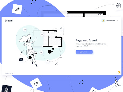 . Error Page [404] 404 apartment constructor error girl house illustration page plan planner site tools ui web