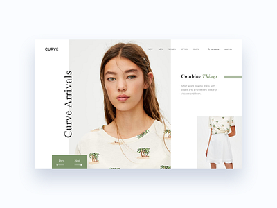 Curve Online Shop apparel clothing girl green interface minimalism online red shop web design white