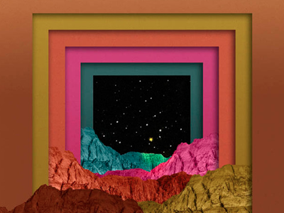 Names of Stars 70s album art band brock manke color cosmic escape galaxy infinity names of stars op art planet prog psychedelic rainbow receding rock space stars texture universe
