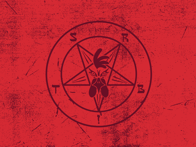 Evil Chicken chicken devil occult party pentagram poultry satan screen print srtb