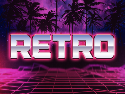 Party On. Retro. 80s grid palm tree retro space tron video game