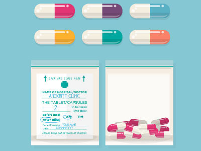 Pills bag clinic colour doctor hostpital icon illustration medicine pill ziplock