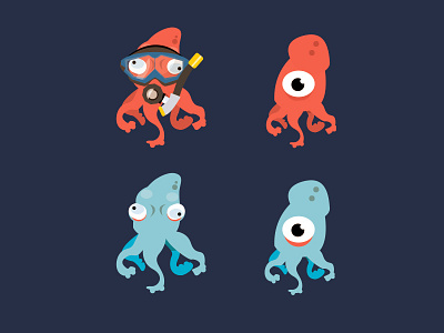 Squid character sea skooba snorkel squid underwater