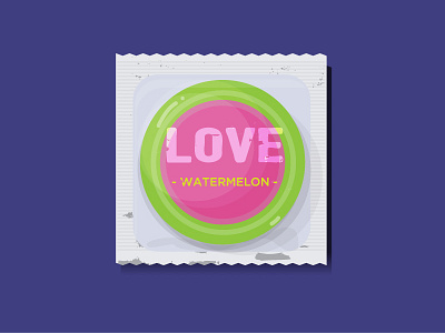 Watermelon flavoured condom fruit illustration safe sweet vector watermelon