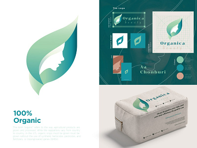 Organica Product angkritth beauty branding graphic design green hair icon leaf logo natural nature organic women