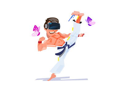Metaverse angkritth butterfly character character design fight illustration judo kick metaverse reality tekwando vector virsual vr