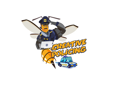 Bee police department angkritth bee character character design design illustration logo police vector