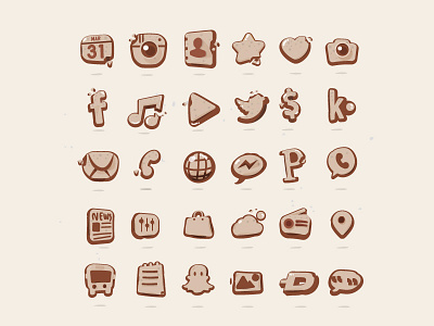 Chocolate cookie icon set android chocolate cookie icon interface