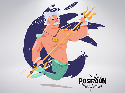 Poseidon character design illustration logo mythology poseidon typographic