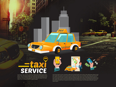 Taxi Service application car illustration mobile presentation taxi technology