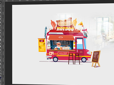 Hungry truck for any hunger car character food foodtruck hotdog