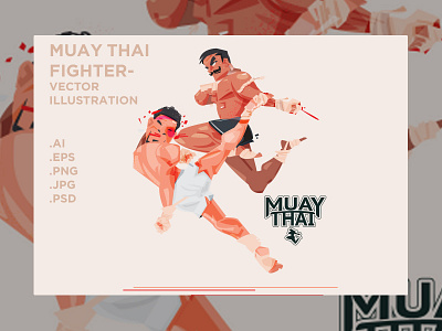 Muay Thai Fight - Brutal Knee knockout angkritth boxing boxwe brutal creativemartket illustration knee knockout muay thai thailand vector
