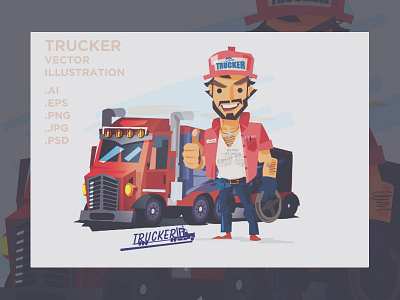 Mr. Trucker angkritth character design driver illustration truck trucker