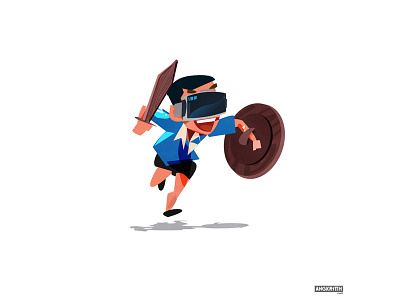 Future warriors 3 character design illustration shield sword virtual reality vr warrior