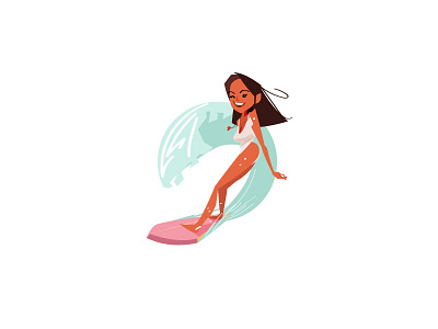 Wave exploration beach character character design girl logo summer surf