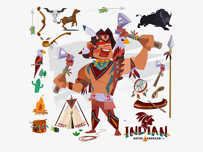 Native American! angkritth character illustration indian logo