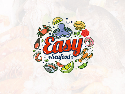 Easy seafood fish logo seafood squid