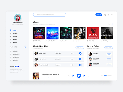 Music Dashboard UI album app design dashboard listen music music player songs ui ui design ux web design