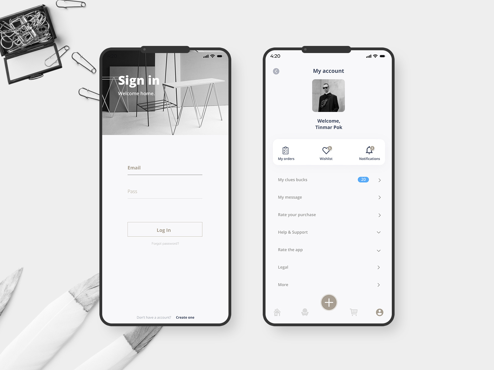 Furniture Login by M1. Studio on Dribbble
