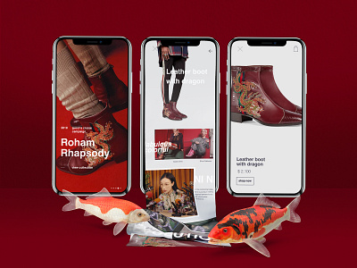 Roham Rhapsody design fashion illustration leather mobile app red shoes ui ux web website wed design