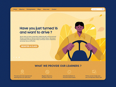 Driving Car car design driving homepage illustration landing page ui ux webdeisgn website yellow