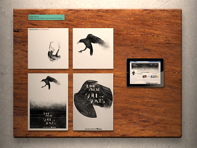 Mini example of digital portfolio album crow drawing falling graphite man musician pencil portfolio poster table typography