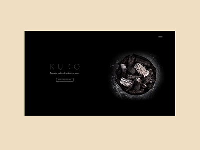 Kuro Homepage design food and beverage foodie minimal minimalist web design