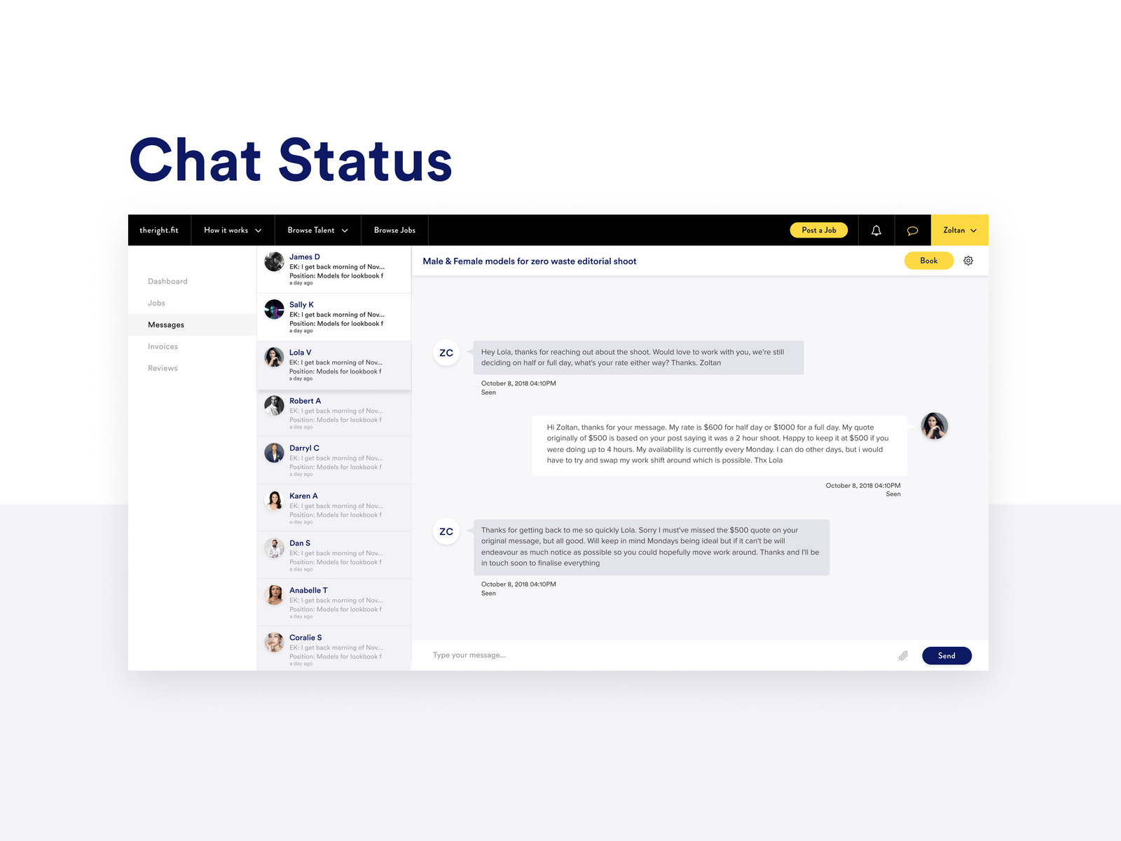 Chat Status Redesign by Dan Shepherd on Dribbble