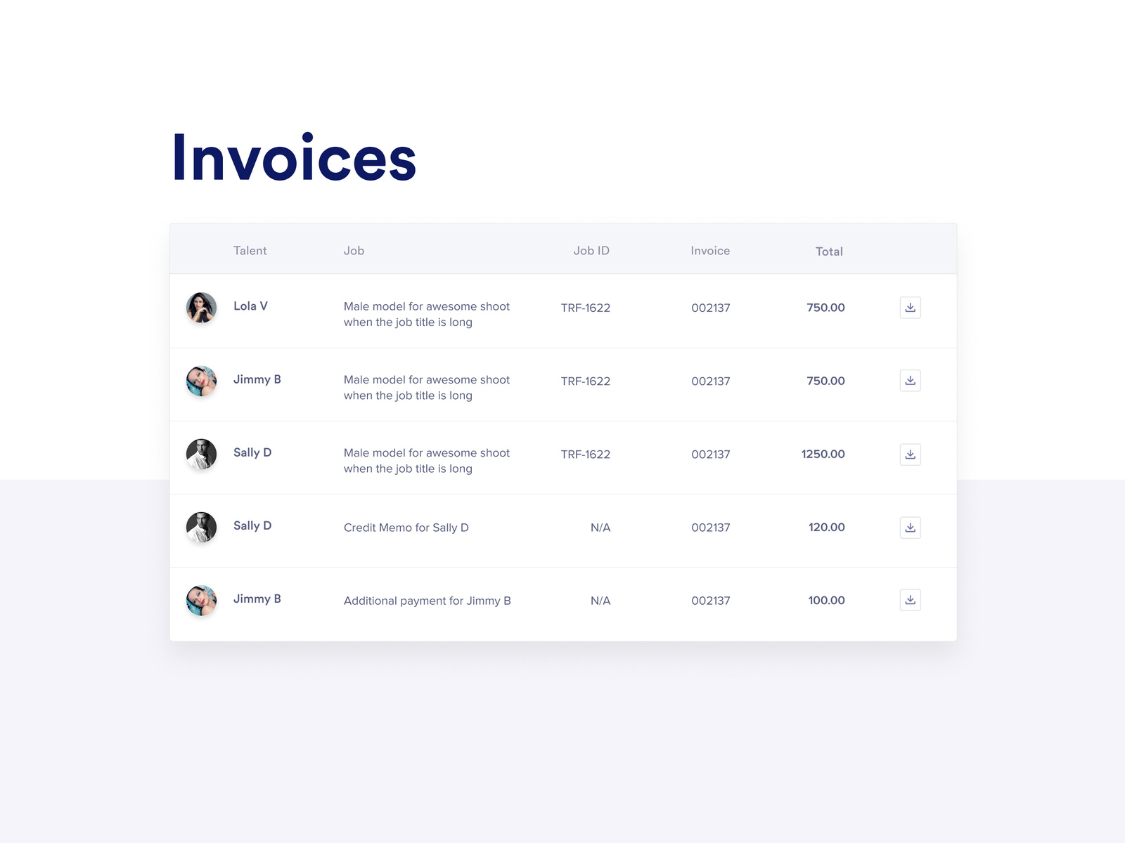 invoice account assignment table