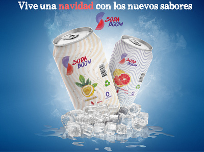 Publicidad de Soda Boom blue branding color colors design illustration logo mockup red typography vector