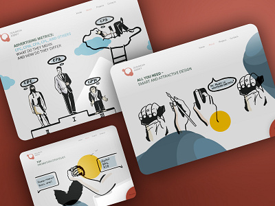 Illustrations and design for advertising agency site.