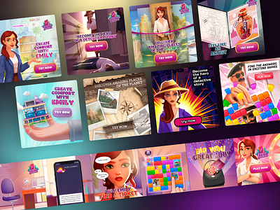 Advertising banners for the Emily's stories app. design graphic graphic design illustration ui ux