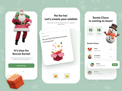 Secret Santa - Mobile App 🎄🎁 christmas design design app gifts illustration mobile mobile app mobile ui new year santa secret santa ui